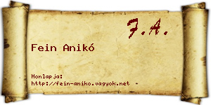 Fein Anikó névjegykártya